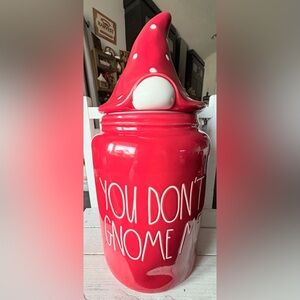 Rae Dunn Red You Don’t Gnome Me Cookie Jar